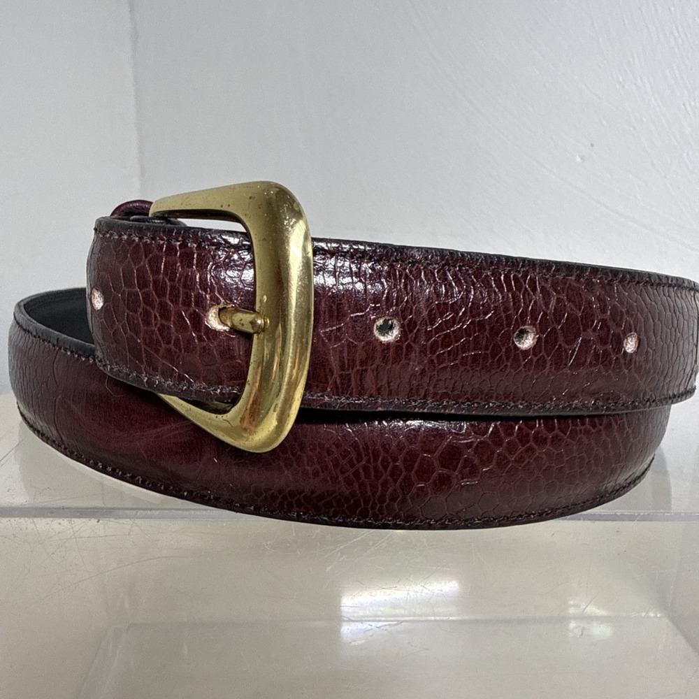 Womens Top Grain Leather Belt By American Craftsman Burgundy Sz 36 W 1 Inch USA